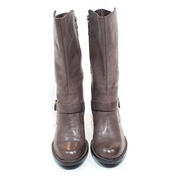 B.O.C Born Boots Mid Calf Leather Buckles Zip - Picture 3 of 9